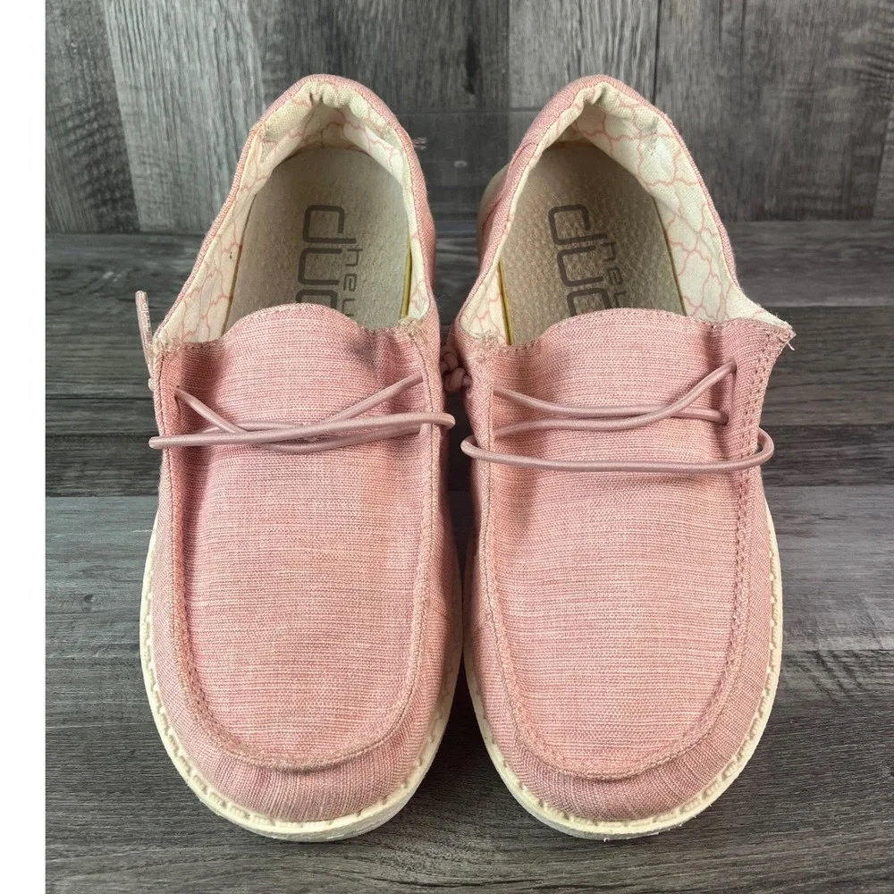 Hey Dude Wendy Youth Linen Cotton Candy Pink Slip On Shoes K13 130125018